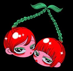 two girls with red hair and green eyes are looking at each other