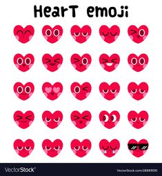 heart emojs with different expressions and eyes