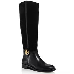 Fits True To Size Round Toe Functional Inside Zip Riding Boot Style Gold-Tone Logo Emblem At Sides 1" Stacked Heel 16" Shaft Height; 15" Circumference Leather Upper, Canvas And Leather Lining, Leather And Rubber Sole Brand New Come With Box And Dust Bag Purchased From Nordstrom Types Of Boots, Long Black Boots, Tall Black Boots, Tory Burch Boots, Riding Boots Fashion, Lug Boots, Boots On Sale, Sequin Boots, Leopard Boots