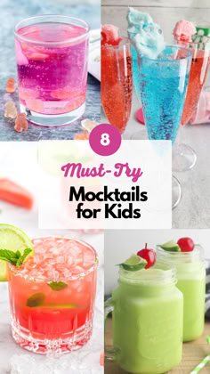 Popular Mocktails for Kids Cocktails For Kids, Easy Mocktail Recipes, Easy Alcoholic Drinks, Baby Shower Drinks, Party Drinks Alcohol, Alcohol Free Drinks, Mocktail Recipes, Drink Alcohol, Kid Drinks