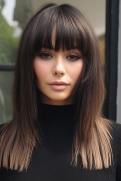 Amazing shoulder for women | Trendy hairstyle ideas | Easy hairstyle ideas Bangs Haircut Ideas, Flattering Bangs, Long Layered Hair With Bangs, Haircut Ideas Trendy, Bangs Haircut, Bangs Ideas, Hairstyle Ideas Easy, Layered Hair With Bangs, Trendy Hairstyle