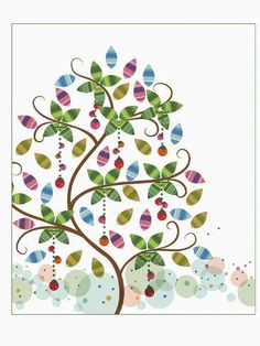 a colorful tree with leaves and berries on it's branches is featured in this card