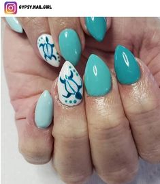 Ocean Nail, Fish Nails, Animal Nail Designs, Hawaii Nails, Aqua Nails