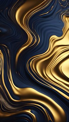 an abstract gold and blue background with wavy lines