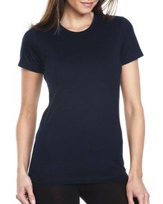 Ladies' Boyfriend T-Shirt - MIDNIGHT NAVY - M | Next Level Boyfriend T-Shirt in Midnight Navy Blue Size Medium | Cotton Trims Fashion, Fits With Shorts, Boyfriend T Shirt, Embroidered Clothes, Midnight Navy, Boyfriend Tee, Knit Set, Wholesale Clothing, Crew Neck Tee