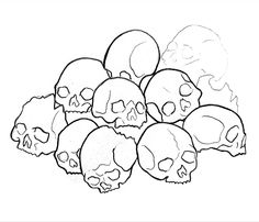 a bunch of skulls sitting on top of each other