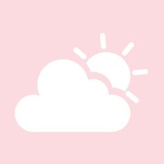 a white cloud with the sun behind it on a light pink background in a minimalist style