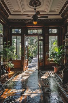 the sun shines through an ornately decorated entryway