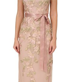 Adrianna Papell Cascading Floral Embroidery Illusion Boat Neck Short Sleeve Gown | Dillard's Cool Mother Of The Bride Dresses, Mother Of Bride Dresses Summer, Short Sleeve Gown, Mom Wedding Dress, Fluid Movement, Mother Of The Bride Dresses Long, Mother Of Bride Outfits, Bride Gown, Refined Fashion