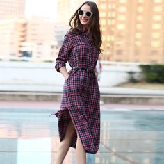 Long Plaid Shirt Dress









Size

S(155/80A)

M(160/84A)

L(165/88A)





CM

Inch

CM

Inch

CM

Inch





Length

108

42.5

112

44.1

116

45.7





Shoulder

44

17.3

45.5

17.9

47

18.5





Bust

94.5

37.2

100.5

39.6

106.5

41.9





Waist

97

38.2

103

40.5

109

42.9





Hip

102

40.2

108

42.5

114

44.9





Hem

122

48.

128

50.4

134

52.7





Sleeve Length

53.5

21.1

55

21.6

56.5

22.2 Plaid Shirt Dress, Fall Plaid, Cotton Shirt Dress, Plaid Dress Shirt, Long Shirt Dress, Dress Shirts For Women, Online Dress Shopping, Long Sleeve Shirt Dress, Unique Dresses