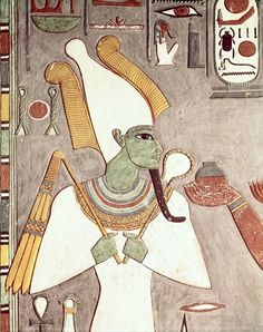 an egyptian painting depicting the god tutan