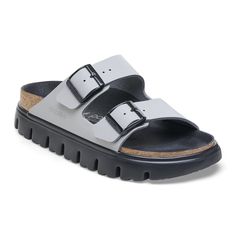 Arizona Chunky Birko-Flor Stone Coin | BIRKENSTOCK Stone Coin Birkenstock, Birkenstock Sandal, Birkenstock Styles, Calf Muscles, Birkenstock Sandals, Birkenstock Arizona, Platform Heel, Metal Pins, Eva Sole