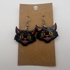 These Earrings Are Show Stoppers! They’re Made From Acrylic So They’re Lightweight! Brand New, Never Worn! Make Sure To Check Out My Other Items Because I Love Bundles! Cat Acrylic, Black Cat Earrings, Cat Earrings, Acrylic Earrings, Dream Jewelry, Body Jewelry, Make Sure, Black Cat, Piercings