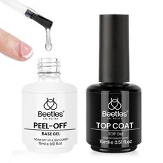 PRICES MAY VARY. Smooth & Easy Application: Beetles Gel Polish Top Coat and Peel Off Base Gel offers smooth application. The suitable thickness makes it easy to apply and for a starter to DIY nail designs at home. And the perfect glossy no-wipe top coat is suitable for natural nails, gel nails, artificial nails, acrylic nails, nail tips, etc. Peelable Removal and No Damage to Natural Nails：2Pcs 15ml beetles Peel Off Base Gel and Top Coat won't harm your natural nails. With peel off base coat gel Beatles Nails, Nail Polish Art Designs, Gel Polish Manicure, Gel Set, Clear Gel, Polish Art, Nail Polish Art, Top Base, Gel Top Coat