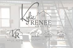 the realtor logo is displayed in front of a living room with stairs and couches