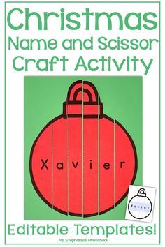 Christmas Ornament Name Craft O Is For Ornament Craft Preschool, December Name Crafts, Christmas Present Activities Preschool, Preschool Silhouette Craft, Christmas Name Practice Preschool, Ornament Preschool Activities, Christmas Name Recognition Activities, Christmas Prewriting Preschool, Sped Christmas Crafts