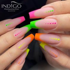 Acrylic Nails All Different Colors, Clear And Neon Nails, White And Neon Nail Designs, Flouresant Nails, Neon Nail Designs Summer, Neon Coffin Acrylic Nails, Neon Nails Square, Neon Acrylic Nails Designs, Acrylic Neon Nails