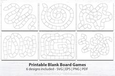 four printable blank board games for kids to play on the computer and use them as wall art