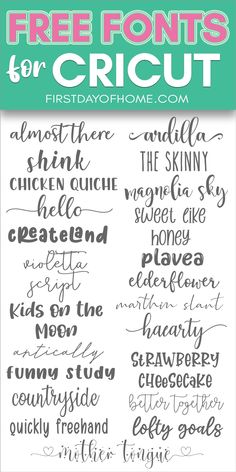 the free font set for cricut is shown in this image with text that reads,