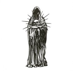 a black and white drawing of the statue of jesus