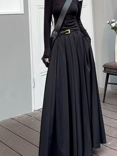 Women Skirts Spring Pleated Floor Length Solid Simple Classic Graceful Popular Newly Young Stylish Cool Korean Style Hot Sale Pleated Skirt Fall, Rok Outfit, Chic Shirts, Flared Sleeves Top, Pleated Maxi Skirt, Floor Length Skirt, Women Skirts, Fall Skirts, Party Dresses For Women