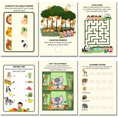 four children's books with animals and mazes to help them learn how to read