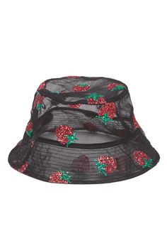 Cool Bucket Hats, Cute Bucket Hat, Lirika Matoshi, Bucket Hat Fits, Black Strawberry, Black Bucket Hat, Black Bucket, Leftover Fabric