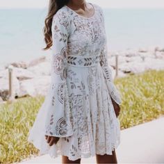 Size Xs, Worn Once For Graduation Pictures White Country Dress, Graduation Pictures, People Dress, Free People Dresses, Free People Dress, Colorful Dresses, Free People, Womens Dresses, Cream