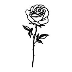 a black and white drawing of a rose