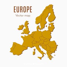 a map of europe with the country's capital and major cities in orange colors