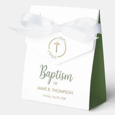 Introducing our Custom Baptism Modern Green Wreath Gold Cross Favor Box, a delightful way to add a personal touch to your baptism favors. These favor boxes showcase a contemporary wreath illustration and a faux gold cross detail, bringing an elegant and sophisticated touch to your baptism celebration. Make these favor boxes truly unique by personalizing them with a name, allowing you to create a memorable keepsake for your guests. Contemporary Wreath, Cross Favors, Wreath Illustration, Foliage Wreath, Green Wreath