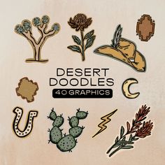 the desert doodles are designed to look like cactuses, cacti and other plants