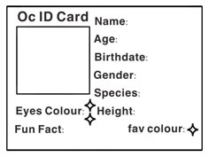 an oci card with the name age, birthday genderer species and fun fact