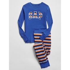 Gap Kids Boys New Sz 4 Logo Stripe Blue Orange Long Sleeve 2 Pc Pajama Pjs New With Tags!!! 100% Cotton Playful Blue Sleepwear For Loungewear, Cute Blue Loungewear Sets, Playful Blue Sets For Winter, Playful Blue Winter Sets, Playful Blue Cotton Sleepwear, Gap Long Sleeve Sleepwear, Gap Cotton Bedtime Sets, Gap Long Sleeve Sleepwear For Bedtime, Gap Long Sleeve Sleepwear For Sleepovers