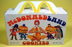 an old mcdonald's box with some cartoon characters on it