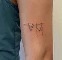 Clothes On A Line Tattoo, Laundry Line Tattoo, Bathing Suit Tattoo, Washing Line Tattoo, Clothing Line Tattoo, Laundry Tattoo, Aerialist Tattoo, Clothes Line Tattoo, Clothesline Tattoo