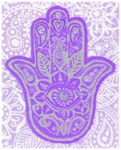 a purple hamsa with intricate designs on it