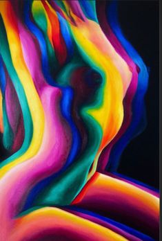 an abstract painting with multicolored lines