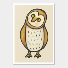 Little Owl wants to say hello. -- Choose from our vast selection of art prints and posters to match with your desired size to make the perfect print or poster. Pick your favorite: Movies, TV Shows, Art, and so much more! Available in mini, small, medium, large, and extra-large depending on the design. For men, women, and children. Perfect for decoration. Napoleon Dessert, Graphic Animals, Owl Posters, Halloween Crafts Decorations, Owl Wall, Owl Tattoo, Rock Painting Designs, Owl Print, Painting Designs