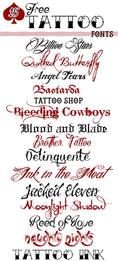 some type of tattoo font that is red and black