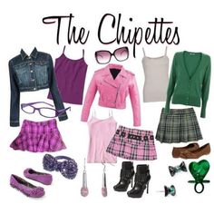 there are many different types of clothes and shoes in this picture with the words, the clippettes