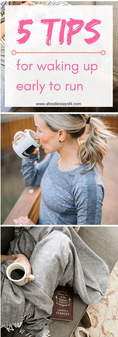 a woman sitting on top of a couch next to a cup of coffee and a book