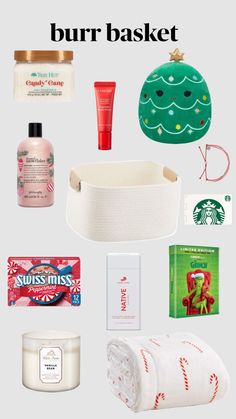 the contents of a christmas gift basket