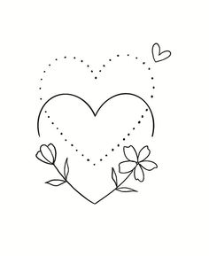 a heart with flowers and hearts drawn in the shape of a heart on a white background