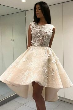 Pretty Bateau Appliques Lace Party Dress A-Line High Low Ruffles Prom Dress | Babyonlinedress UK Cheap Cocktail Dresses, Ruffle Prom Dress, Cocktail Dresses Online, Floral Prom Dresses, Prom Dresses 2020, Lace Party Dresses, Social Event, Unique Prom Dresses, Prom Dresses For Teens