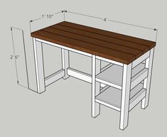 the plans for a small desk with shelves