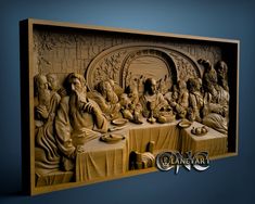 the last supper carved in wood on display