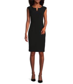 From Kasper, this dress features:Crepe fabricationSheath silhouetteSplit round necklineCap sleevesWaist dartsStraight hemlineZipper back closureApprox. 38" lengthPolyester/elastaneDry cleanImported. Sleeveless Sheath Dress, Stretch Crepe, Privacy Screen, U Neck, Weekend Wear, Dillard's, Dress Sleeveless, Everyday Wardrobe, Chic Dress