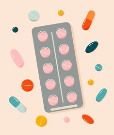 Colorful pills, drugs, vitamins in blister pack set. Healthcare, coronavirus and medicin | #design #creative #banner Vitamins Illustration, Vitamin Illustration, Pills Drawing, Pill Illustration, Medicine Pictures, Cute Texts For Her, Abi Motto, Best Banner Design