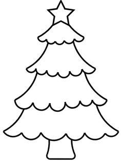 a simple christmas tree with a star on the top and bottom, in black and white